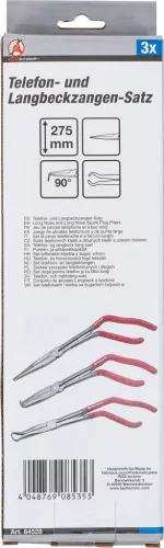 BGS DIY Sada klieští na telefón a dlhé kliešte | s pištoľovou rukoväťou | 275 mm | 3-dielna (84528)