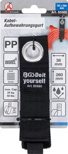BGS DIY Úložný pás na kábel / organizér | nastaviteľný | 38 x 260 mm (85560)