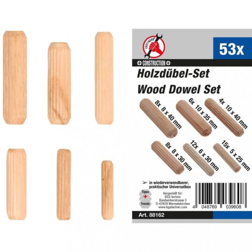 BGS DIY Súprava drevených kolíkov | Ø 5 - 10 mm | 53 ks (BGS 88162)