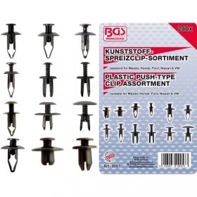   BGS technic Súprava plastových príchytiek čalúnenia (roztváracie zátky) pre vozidlá Mazda, Honda, Ford, Nissan, VW | 240 ks (BGS 9057)