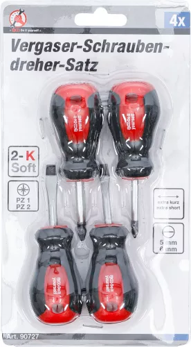 BGS DIY Sada krátkych skrutkovačov, Plochý / hviezdicový PZ, Dĺžka čepele 40 mm, 4 kusy (BGS 90727)