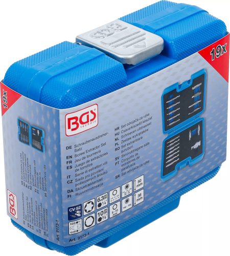 BGS technic Sada odstraňovačov skrutiek | vnútorný šesťhran 1,5–10 mm / T-profil (Torx) | T10–T55 | 19-dielna (9173-1)