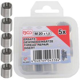   BGS technic Súprava náhradných závitových vložiek | M20 x 1.5 mm | 5 ks (BGS 9434-1)