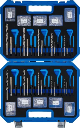 BGS technic Sada na opravu závitov, metrické a palcové rozmery, M5 – M12, 1/4" – 1/2", 320 dielov (9483)