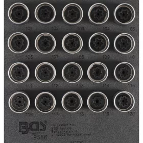   BGS technic Sada na demontáž bezpečnostných skrutiek kolies Opel, Vauxhall (typ A) | 20-dielna | 20-dielna (BGS 9556)