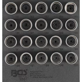   BGS technic Sada na demontáž bezpečnostných skrutiek kolies Opel, Vauxhall (typ B)  20-dielna (BGS 9557)