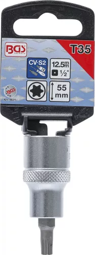 BGS technic Nástrčná hlavica | dĺžka 55 mm | 12,5 mm (1/2") | T-profil (pre Torx) T35 (BGS 9627)