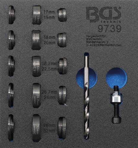 BGS technic Vložka do dielenského vozíka 1/6: sada dierovačov | pre parkovacie senzory | Ø 17 - 32 mm (BGS 9739)