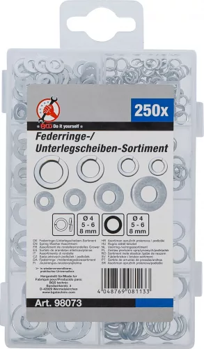 BGS DIY Sada pružných podložiek, Ø 4 - 8 mm, 250 kusov (BGS 98073)
