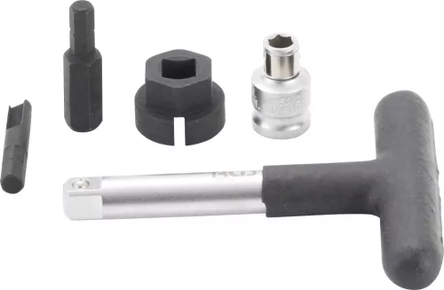 BGS technic Univerzálna sada servisných kľúčov pre olejové výpuste | pre plastové olejové výpuste | pohon vonkajší šesťhran 6,3 mm (1/4"), 10 mm (3/8") | 5-dielna (BGS 9843)