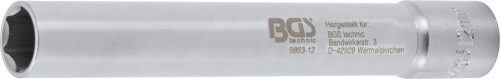 BGS technic Nástrčná hlavica šesťhranná, extra predĺžená | 10 mm (3/8") | 12 mm (BGS 9863-12)