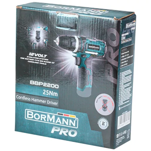 BORMANN Pro AKUMULÁTOROVÝ VŔTAK 12V, Li-Ion, 25Nm, (SAMOSTATNÉ) PRO LINE (BBP2200)