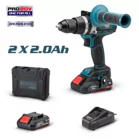   BORMANN Pro AKUMULÁTOROVÝ VŔTAK S BEZKARTÁČOVÝM MOTOROM 20V, Li-ion, 65Nm, 2 RÝCHLOSTI, 2x2Ah, PRO, KUFOR (BBP5140)