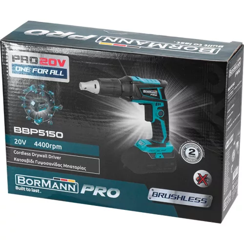 BORMANN Pro Bezkartáčový aku skrutkovač  20V, Li-Ion, 0-4400 ot/min, SAMOSTATNÉ, PRO (BBP5150)