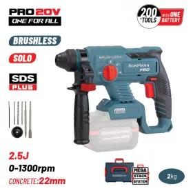   BORMANN Pro akumulátorové vŕtacie kladivo SDS Plus 20 V, 2,5 J, bezuhlíkové, telo (BBP5302CA)