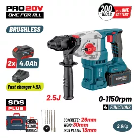   BORMANN Pro akumulátorové vŕtacie kladivo SDS Plus 20 V, 3,5 J, 2×4 Ah (BBP5316X44CA)