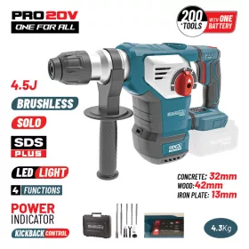   BORMANN Pro BBP5335 akumulátorové bezuhlíkové vŕtacie kladivo SDS Plus 20 V, BMC kufor, telo