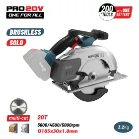   BORMANN Pro BBP5355 Akumulátorová kotúčová píla na drevo a kov, 185 × 20 mm, 20 V Li-Ion, samotné telo (BBP5355)