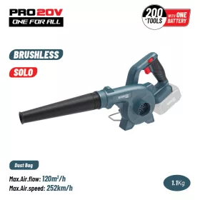   BORMANN Pro akumulátorový fúkač a vysávač lístia 20 V Li-Ion, rýchlosť vzduchu 252 km/h, iba stroj (BBP5365)