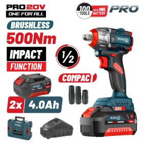   BORMANN Pro Bezuhlíkový akumulátorový rázový uťahovák – 20 V, Li-Ion, 2×4,0 Ah (BBP5422X44CA)