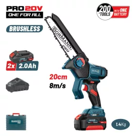   BORMANN Pro BBP5441X22C akumulátorová mini reťazová píla 20 V, 2×2 Ah, bezuhlíková, 20 cm, 1,3 kg (BBP5441X22C)