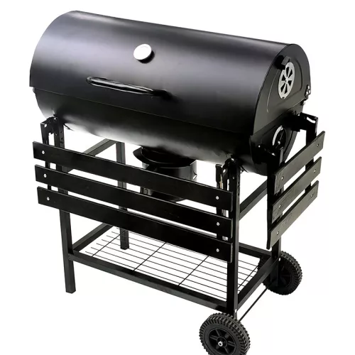 BORMANN ELITE Gril na drevené uhlie 70x35 cm S POKRÝM, BOČNÝM A PREDNÝM STOLOM, TEPLOMEROM A 2 KOLIESKAMI (BBQ1172)