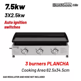   BORMANN ELITE Plynová grilovacia platňa s 3 horákmi, 7,5 kW, smaltovaná platňa (BBQ1810)