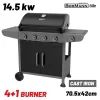 BORMANN ELITE Záhradný plynový gril 4+1 horákov, liatinový rošt, 14,5 kW (BBQ6041)