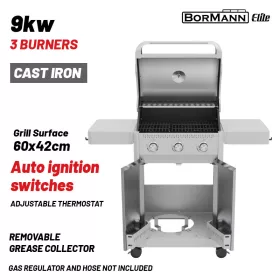   BORMANN ELITE Plynový gril s 3 horákmi a liatinovým roštom (BBQ7030)