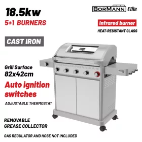   BORMANN ELITE Plynový gril 5+1 horákov, liatinový rošt a bočný horák (BBQ7051)