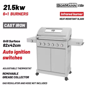   BORMANN ELITE Plynový gril 6+1 horákov, liatinový rošt a bočný horák (BBQ7061)
