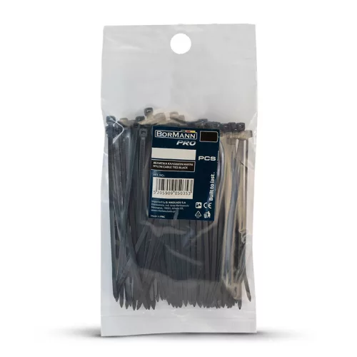 BORMANN Pro NYLONOVÉ VIAZAČKY 2,5*200mm ČIERNA 100ks (BCR5048)