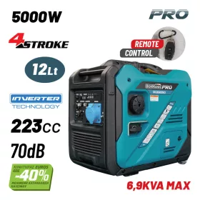   BORMANN Pro invertorový benzínový generátor 5000 W, 223 cm³, elektrický štart, diaľkové ovládanie, ATS a kolesá (BGB2050)