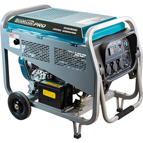 BORMANN Pro Dieselový generátor 5000W, 420cc, elektrický štartér, AVR, batéria, s kolesami (BGB9000)