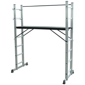   BORMANN Pro MULTIFUNKČNÝ STOJAN – HLINÍKOVÝ REBRÍK 3 V 1, 7+7 STUPŇOV S VYVAŽOVACOU TYČOU (BHL9100)