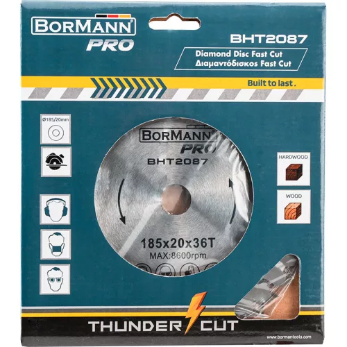 BORMANN Pro DIAMANTOVÝ PILOVÝ DISK RÝCHLY REZ NA DREVO Φ185x20mm 36Z (BHT2087)