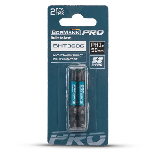 BORMANN Pro NÁRAZOVÝ BIT PHILIPS S2 X-PRO PH1x50mm 2ks (BHT3606-2)