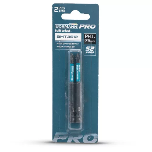 BORMANN Pro PHILIPS NÁRAZOVÝ BIT S2 X-PRO PH1x75mm 2ks (BHT3612-2)