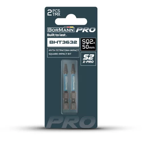 BORMANN Pro NÁRAZOVÝ BIT Štvorcový S2 X-PRO SQ2x50mm 2ks (BHT3632-2)