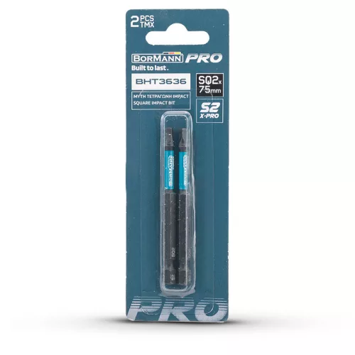 BORMANN Pro NÁRAZOVÝ BIT Štvorcový S2 X-PRO SQ2x75mm 2ks (BHT3636-2)