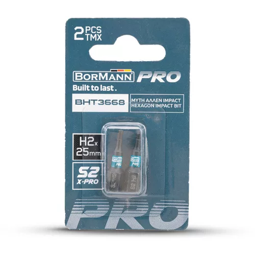 BORMANN Pro ŠESŤHRANOVÝ NÁRAZOVÝ BIT S2 X-PRO H2x25mm 2ks (BHT3668-2)