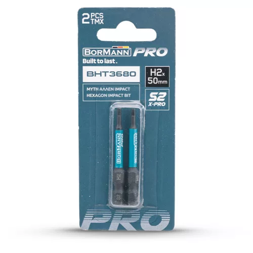 BORMANN Pro ŠESŤHRANOVÝ NÁRAZOVÝ BIT S2 X-PRO H2x50mm 2ks (BHT3680-2)