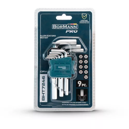 BORMANN Pro  9-dielna sada krátkych imbusových bitov, 1-10 mm (BHT7246)