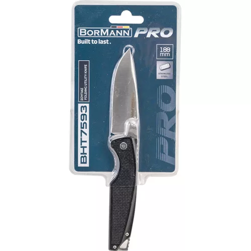 BORMANN Pro SKLÁDACÍ NÔŽ ČIERNEJ FARBY S HLINÍKOVOU RÚČKOU , 188 mm (BHT7593)