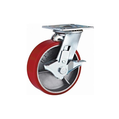 BORMANN Pro PU liatinové koliesko s brzdou, koliesko φ125, nosnosť 320kg, Η163mm doska 113x110mm (BHT9040)