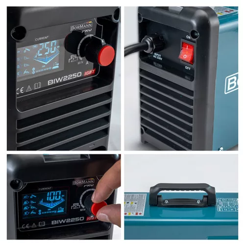 BORMANN Pro Invertorová zváračka  250A/60%, DIGITÁLNY DISPLEJ, MAX. ELEKTÓDA 5mm, VRÁTANE PRÍSLUŠENSTVA (BIW2250)