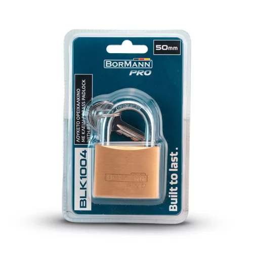 BORMANN Pro MOSADZNÝ VISIACI ZÁMOK  50mm S MOSADZNÝM KĽÚČOM (BLK1004)