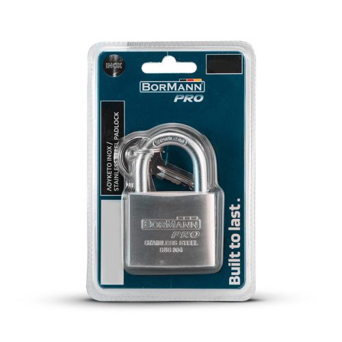 BORMANN Pro Visací zámok,  INOX 70 mm, nerezový krk s mosadznými kľúčmi  (BLK1028)