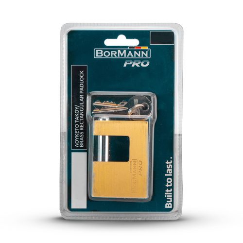 BORMANN Pro MOSADZNÝ OBDELNÍKOVÝ VISIACI ZÁMOK 60 mm S MOSADZNÝM KĽÚČOM (BLK1040)