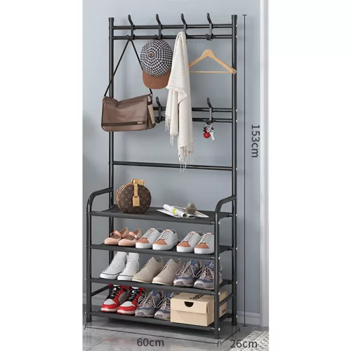BORMANN ELITE Vešiak na šaty a topánky so 4 POLICAMI, KOVOVÝ RÁM 60x26x153cm (BPC2250)